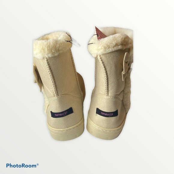 Kenzie Girl Youth Sz 2 Gold Boots Bow Detail NWT - Picture 4 of 7